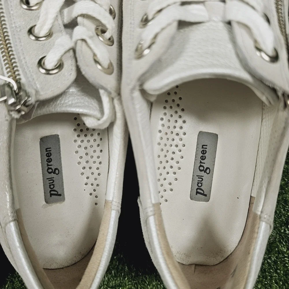 Paul Green Addie Metallic Silver Athletic Zip Up Comfort Sneakers Womens US 7.5